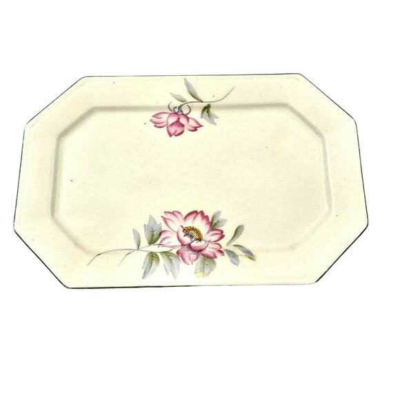 Vintage Ceramic‎ Teapot with Octagon Tray Pink Floral Hand Painted  Japan - Picture 9 of 13